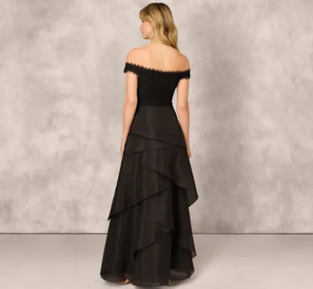 Adrianna Papell Wedding Guest Dresses|Formal Dresses*Strapless Organza Ball Gown With Off The Shoulder Neckline In
