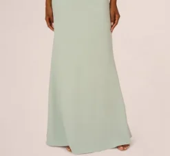 Adrianna Papell Wedding Guest Dresses|Formal Dresses*Stretch Crepe One Shoulder Mermaid Gown With Bow Accent In Icy Sage