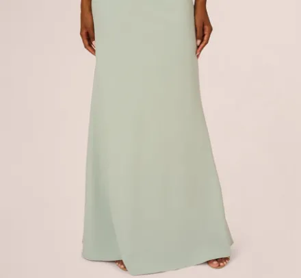 Adrianna Papell Wedding Guest Dresses|Formal Dresses*Stretch Crepe One Shoulder Mermaid Gown With Bow Accent In Icy Sage