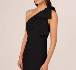 Adrianna Papell Wedding Guest Dresses|Formal Dresses*Stretch Crepe One Shoulder Mermaid Gown With Bow Accent In