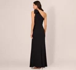 Adrianna Papell Wedding Guest Dresses|Formal Dresses*Stretch Crepe One Shoulder Mermaid Gown With Bow Accent In