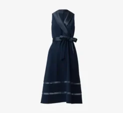 Adrianna Papell Wedding Guest Dresses|Day Dresses*Stretch Knit Crepe Midi-Length Fit-And-Flare Tuxedo Dress With Organza Inserts In