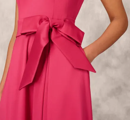 Adrianna Papell Wedding Guest Dresses|Formal Dresses*Stretch Mikado Ball Gown With Self Tie Sash In Faded Azalea