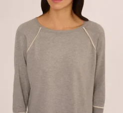 Adrianna Papell Tops & Blouses|Sweaters*Sweater Vest Collared Twofer Shirt In Heather Grey Cream