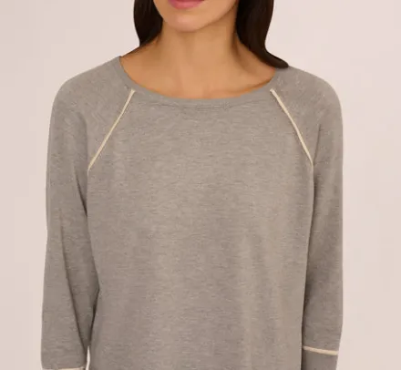 Adrianna Papell Tops & Blouses|Sweaters*Sweater Vest Collared Twofer Shirt In Heather Grey Cream