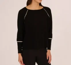 Adrianna Papell Tops & Blouses|Sweaters*Sweater Vest Collared Twofer Shirt In Black Ivory