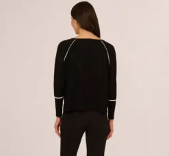 Adrianna Papell Tops & Blouses|Sweaters*Sweater Vest Collared Twofer Shirt In Black Ivory