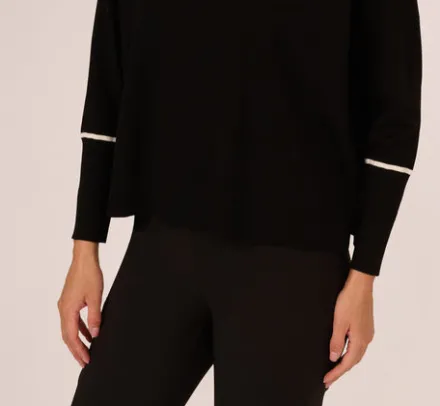 Adrianna Papell Tops & Blouses|Sweaters*Sweater Vest Collared Twofer Shirt In Black Ivory