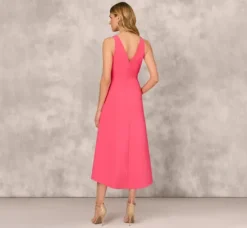 Adrianna Papell Wedding Guest Dresses|Petite-Friendly*Taffeta Halter Midi Dress With Large Floral Accent In