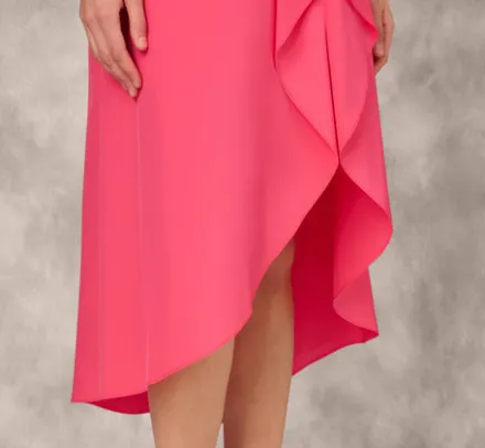 Adrianna Papell Wedding Guest Dresses|Petite-Friendly*Taffeta Halter Midi Dress With Large Floral Accent In