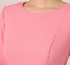 Adrianna Papell Wedding Guest Dresses|Day Dresses*Three Quarter Sleeve Colorblock Dress With Tie Front In Pink Red