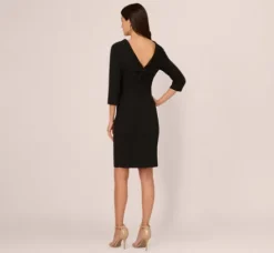 Adrianna Papell Wedding Guest Dresses|Day Dresses*Three Quarter Sleeve Crepe Midi Dress With Rolled Neck In