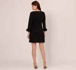 Adrianna Papell Wedding Guest Dresses|Day Dresses*Three Quarter Sleeve Shift Dress With Floral Embellished Cuffs In