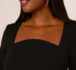 Adrianna Papell Wedding Guest Dresses|Day Dresses*Three Quarter Sleeve Trapeze Dress With Ruffle Mock Neck In
