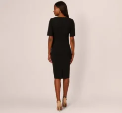 Adrianna Papell Wedding Guest Dresses|Day Dresses*Three Quarter Sleeve Trapeze Dress With Ruffle Mock Neck In