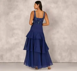Adrianna Papell Wedding Guest Dresses|Formal Dresses*Tiered Organza Gown With Beaded Bodice In