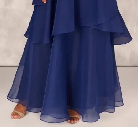 Adrianna Papell Wedding Guest Dresses|Formal Dresses*Tiered Organza Gown With Beaded Bodice In