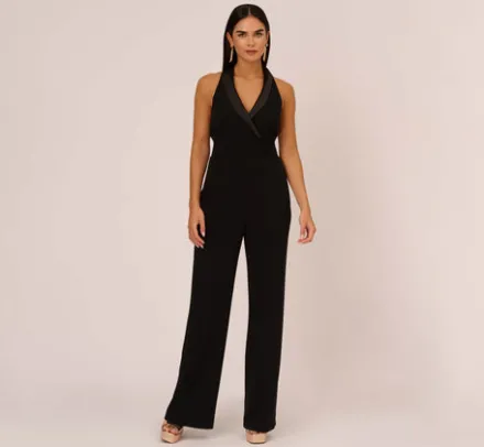 Adrianna Papell Jumpsuits*Tuxedo Jumpsuit With Halter Neckline In