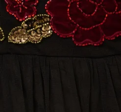 Adrianna Papell Wedding Guest Dresses|Grandmother Of The Bride & Groom*Velvet And Tulle Midi Dress In Black Red