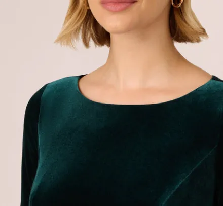 Adrianna Papell Wedding Guest Dresses|Day Dresses*Velvet Sheath Dress With Tiered Three Quarter Sleeves In