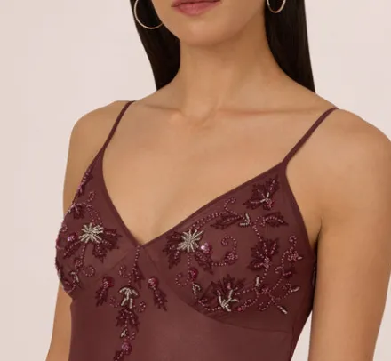 Adrianna Papell Wedding Guest Dresses|Ap Exclusives*Vintage Beaded Midi Fairy Dress With Sharkbite Hem In
