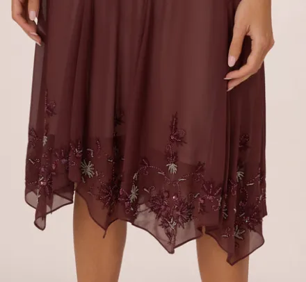 Adrianna Papell Wedding Guest Dresses|Ap Exclusives*Vintage Beaded Midi Fairy Dress With Sharkbite Hem In