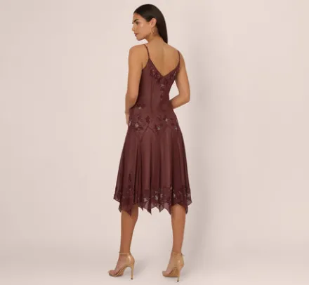 Adrianna Papell Wedding Guest Dresses|Ap Exclusives*Vintage Beaded Midi Fairy Dress With Sharkbite Hem In