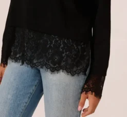 Adrianna Papell Tops & Blouses|Sweaters*V Neck Lace Combo Twofer Sweater In