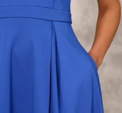 Adrianna Papell Wedding Guest Dresses|Formal Dresses*V-Neck Mikado Gown With Jewel Beaded Straps In Royal Sapphire