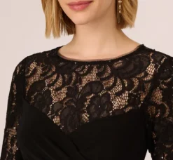 Adrianna Papell Jumpsuits|Dresses With Sleeves*Wide Leg Jersey Jumpsuit With Sheer Lace Bell Sleeves In