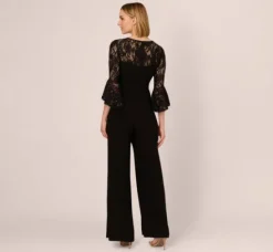 Adrianna Papell Jumpsuits|Dresses With Sleeves*Wide Leg Jersey Jumpsuit With Sheer Lace Bell Sleeves In