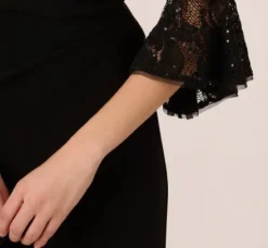 Adrianna Papell Jumpsuits|Dresses With Sleeves*Wide Leg Jersey Jumpsuit With Sheer Lace Bell Sleeves In