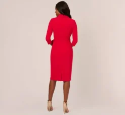 Adrianna Papell Wedding Guest Dresses|Day Dresses*Wrap Front Dress With Three-Quarter Sleeves In Hot Ruby